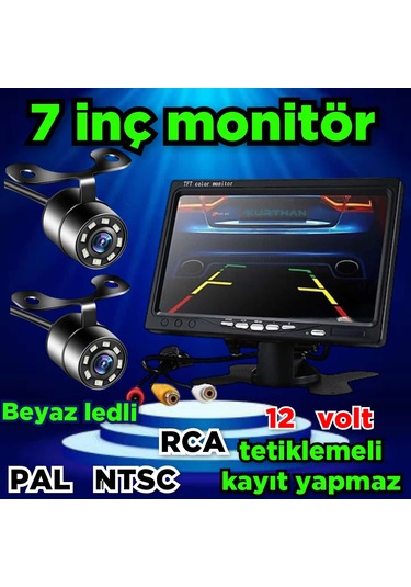 Tarım Araçlarına 7'' Monitör Ve 2 Adet Beyaz Ledli Kamera Seti