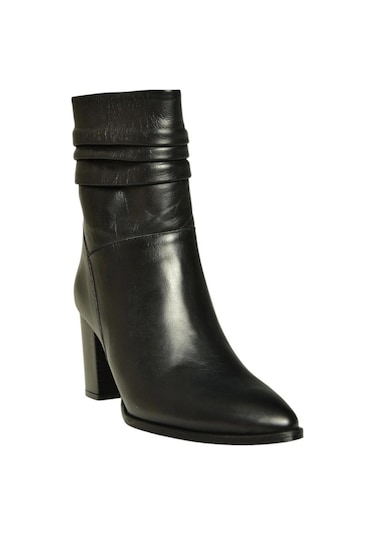 Fox Shoes V398095103 Siyah Hakiki Deri Kalın Topuklu Kadın Bot Siyah