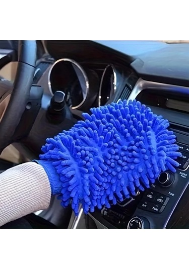 Elmpaly 3 Adet Çift Taraflı Puşet Chenier Oto Yıkama Eldiveni, Ev Ve Araç Temizlik Seti