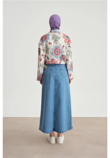 Armine Beli Tokalı Desenli Ceket 24y5407 Pembe Çok Renkli