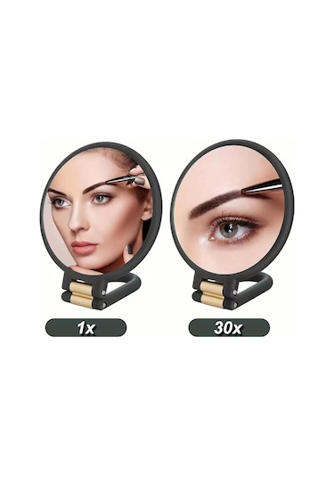 Kompakt Makyaj Aynası, Çift Taraflı Seyahat Aynası, Katlanabilir Saplı Makyaj Aynası, Taşınabilir Seyahat Aynası, 30x Büyüteçli Ayna, Elde Taşınabilir Makyaj Aynası, Açık Hava Kadın Makyajı Ve Seyahat İçin