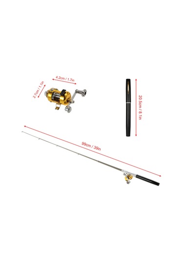 Mufunye Cep Olta Kamışı, Dolma Kalem Olta Kamışı, Dörtlü Set Olta Kamışı + Yem + Misina + Balık Kutusu Siyah