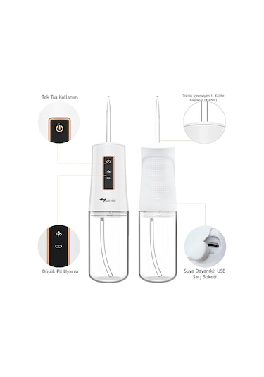 Valkyrie Şarj Edilebilir Taşınabilir Ağız Duşu Diş Protez Bakım 4 Başlıklı Sessiz Çalışma