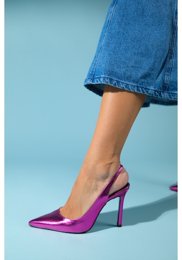 Twine Metalik Fuşya Kadın Topuklu Ayakkabı Fuşya