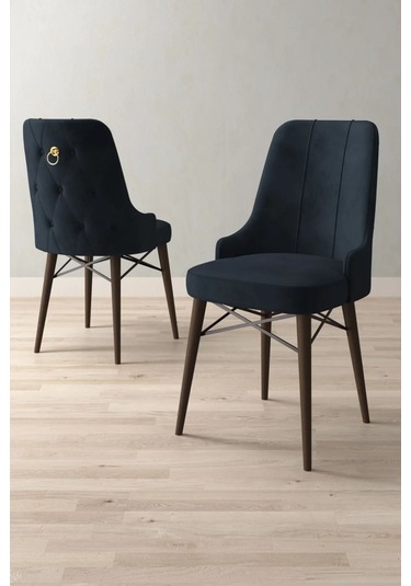 Mitra Serisi, 6 Adet Antrasit Mutfak Sandalyesi, Ceviz Gürgen Ayak, 1. Sınıf Babyface Kumaş