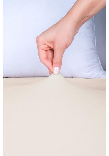 Nordqueen %100 Pamuk Tek Kişilik 100 200 Lastikli Çarşaf V1 Ekru