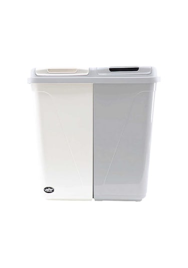 Violet Still Çamaşır Sepetli 6 Parça Kare Banyo Seti Beyaz - Gri