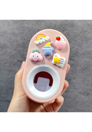 Elmpaly Kolay Kurulum Duvar Tipi Diş Macunu Sıkacağı 3d Pembe Gökkuşağı Yapışkanlı Çıkarılabilir Yıkanabilir Banyo Düzenleyici Açık Mavi Ve Pembe Mavi