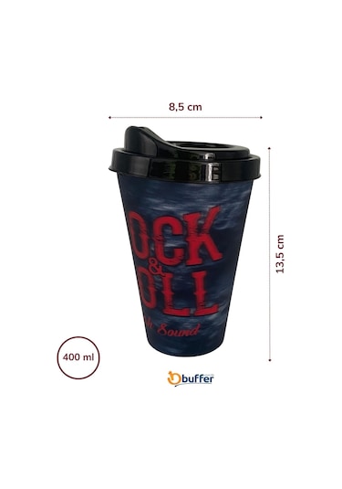 BUFFER® 3D Efektli Kapaklı Kahve Bardağı, Taşınabilir Pratik İçec