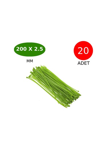 Tek-iş Plastik Kablo Bağı Cırt Kelepçe 200 Mm X 2.5 Mm Yeşil 20 Adet