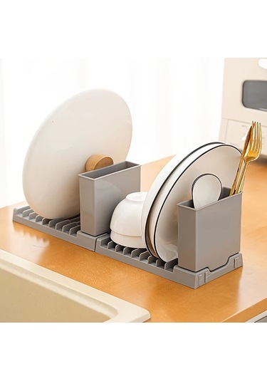 Dashanshop Siyah Katlanır Bulaşık Kurutma Rack Kompakt Tezgahüstü Düzenleyici Siyah