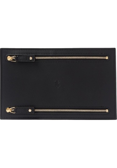 Montroi Grained Leather Currency Wallet Çift Taraflı Deri Unisex Cüzdan Siyah