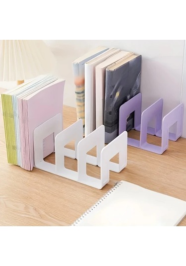 Meridiangoods Beyaz Masaüstü Organizer Rafı - Okul Ofis Kitap Dergi Saklama Standı Beyaz