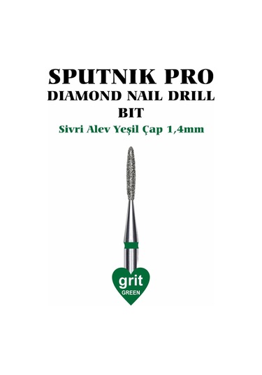 Elmas Sivri Alev Freze Yeşil Çap 1,4mm