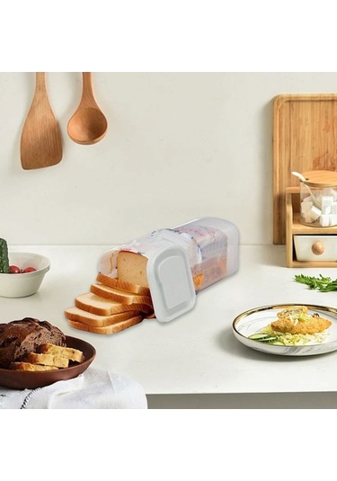Pazly Kapaklı Hava Geçirmez Ekmek Saklama Kasesi Şeffaf Plastik Mutfak Ekmek Kutusu Bpa İçermez, Fda Yok Beyaz Beyaz