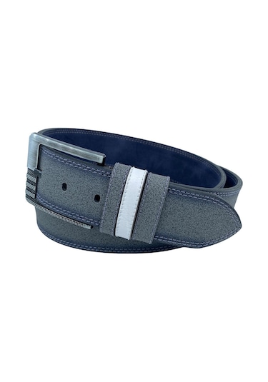 Süzer Deri Spor Suni Deri Çift Dikişli Model Erkek Kemer - Gri 4.5 CM Gri