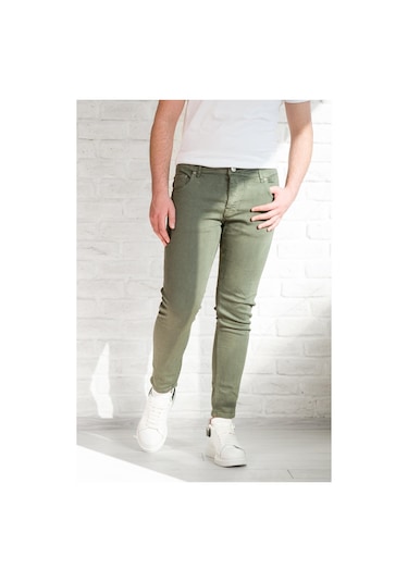 Fbı Skinny Slimfit Dar Paça Bilekten Pamuklu Kot Pantolon Haki