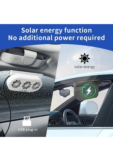 Xuweiwei Beyaz Kompakt Güneş Araba Havalandırma Fanı Usb Portlu Koku Duman Ve Hava Kirliliğini Giderir Taşınabilir Araç Soğutma Sistemi Pilsiz