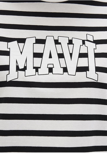Mavi - Mavi Logo Baksılı Siyah Çizgili Tişört 1611360-84041 Siyah