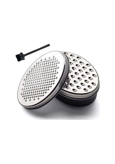 Shineyee Stainless Steel Cheese Grater Set With Storage Box And Brush - 2 Sizes, 4 Pieces, Pp Material Siyah - Gümüş