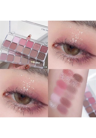 12 Renk Göz Farı Paleti Düşük Doymuş Toprak Pembe Mor Göz Farı Glitter 10 01