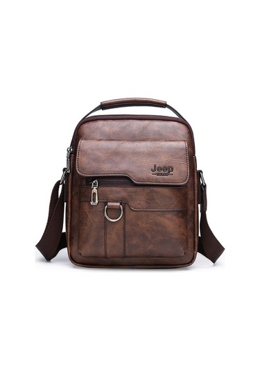 Retro Erkek Büyük Kapasiteli Gündelik Iş Omuz Çantası Kahverengi