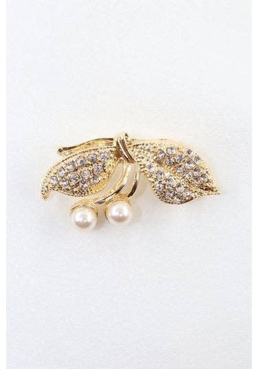 Gold Renk Fiyonk İnci Broş. Kristal Taşlı Tasarım İncili Fiyonk Yaka İğnesi Erkek Kadın Broş Gold