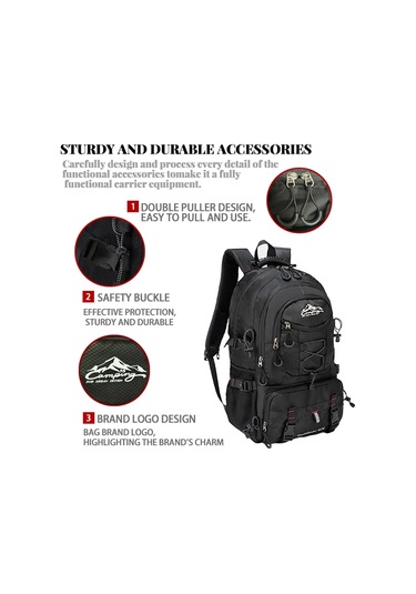 Seyahat Sırt Çantası Açık Hava Yürüyüşü Su Geçirmez Hafif, Erkek Siyah