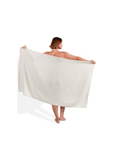 Bej Banyo Havlusu Tekli Dora 90x150 Cm Yüksek Emici Krem