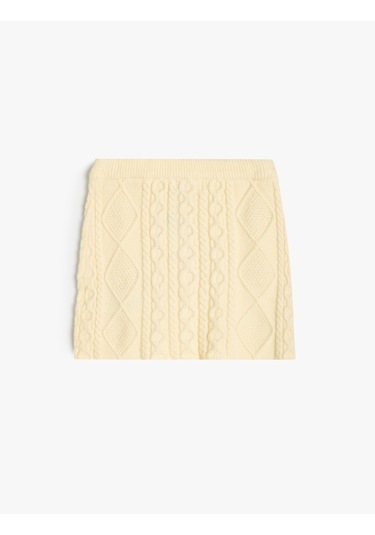 Koton Basic Panço Dokulu Düğme Kapamalı Örgü Detaylı Ekru 5wkg90032at Ekru