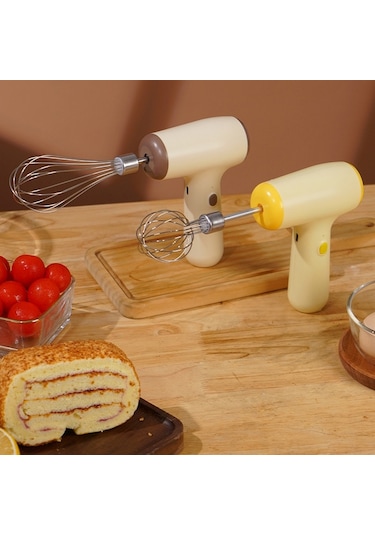 Sones Kablosuz Mini Elde Taşınabilir Çok Fonksiyonlu Elektrikli Karıştırma Mikseri, Renk: Çift Çubuk Bej Diğer