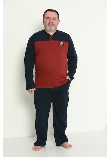 Erkek Büyük Beden Pijama Takımı Tampap 1764- Bordo