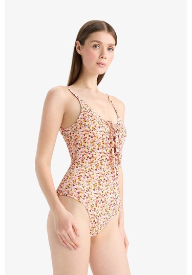 Defacto Regular Fit Çiçekli Bürümcük Askılı Mayo-fall İn Love E5208ax25smrd194 Kırmızı