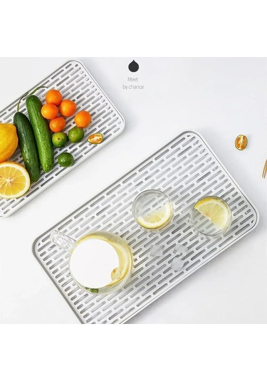 Maiyame Abs Plastik Mutfak Gereçleri Organizatörü - 33x24.5x4 Cm, Su Akış Delikleriyle Kurutma Ve Düzenleme, Sıcak Ve Soğuk Dayanıklı, Beyaz Zekice Tasarım Beyaz