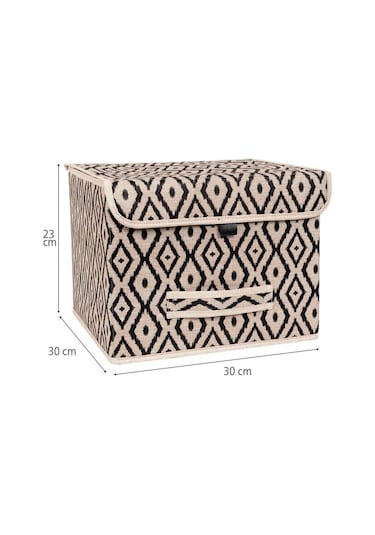 Bohe Kapaklı Kutu Mini, Çok Amaçlı Saklama Kutusu, 30 X 30 X 23 Cm, 21 Litre Desenli