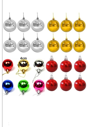 24lü 4cm Yılbaşı Ağacı Süsleme Topları Cici Top Süs Seti