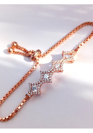 Gümüş Kutup Yıldızı Tasarım Gold Kadın Ayarlı Bileklik