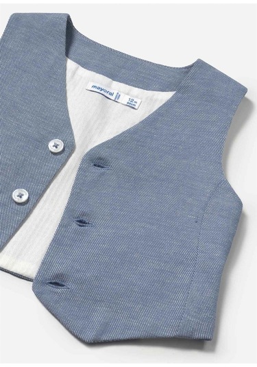 Mayoral Erkek Bebek Çizgili Keten Yelek 1303 Mavi