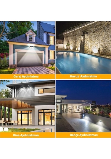 Technojet 2 Adet 122 Ledli Oval Cob Led Solar Güneş Enerjili Bahç