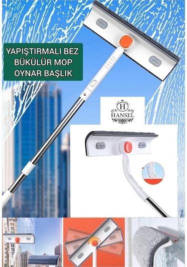 Oynar Başlıklı Bükülür Mop Cam Silecek Siyah