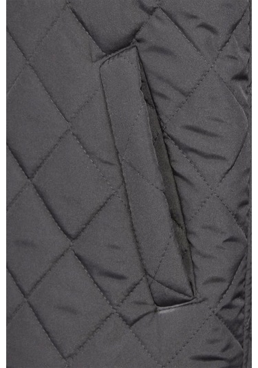 Kışlık Erkek Yelek Kapitone İş Güvenliği Micro Desenli Yeleği Çift Cepli İç Giyim Koruyucu Antrasit