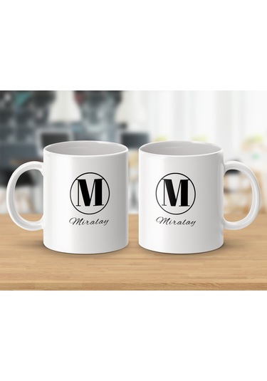 Miralay İsimli Kupa Bardak, Harfli Bardak, Hediye Kupa Bardak, Kahve Kupa Bardak Beyaz
