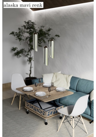 Lisa Desenli Akıllı Sehpa Tekerli Çekmeceli, Sihirli Sehpa