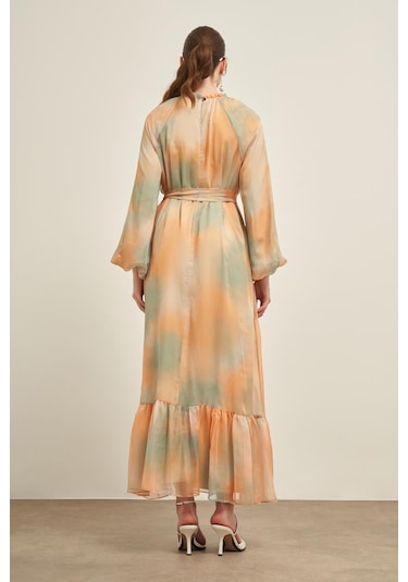 Ftz İpek Saten Elbise Turuncu 31039 Turuncu