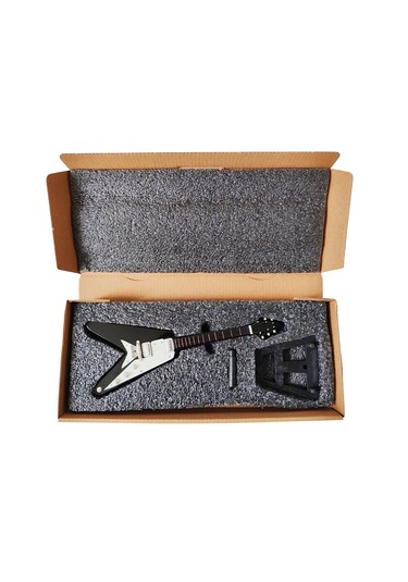 El Yapımı 1/4 Ölçek Minyatür Elektro Gitar Gibson Flying V Black