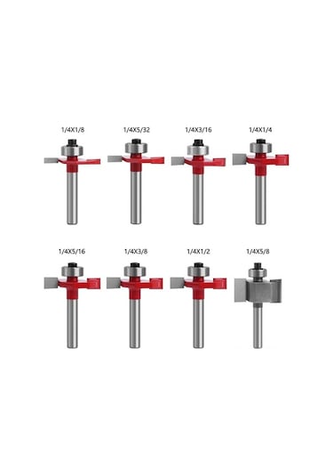 Besthome1 Ahşap İşleme T Tipi Milling Ucu, 1/4 Uçlu Set, Kenar Ve Yuva Kesme, 8 Parçalık