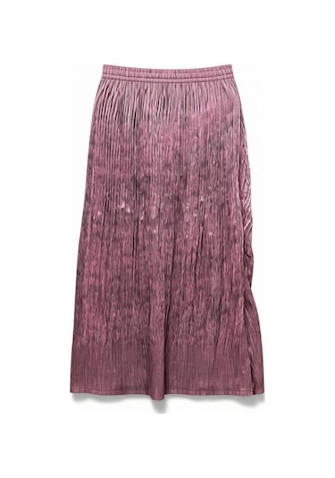 Eren Style Pileli Beli Lastikli Şifon Etek 95 Cm - 38-50 Gül Kurusu