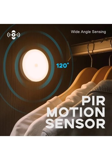 Honeybeeshop 5 Adet Beyaz Manyetik Gece Lambası İnsan Sensörü Led Küçük Yuvarlak Işık Koridor Dolap Merdiven Masa Okul Yatak Odası 200mah Beyaz