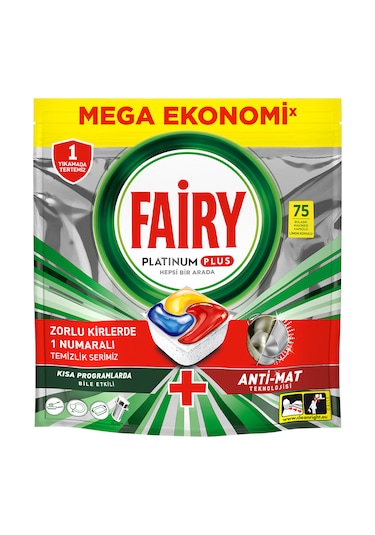 Fairy Platinum Plus Limon Kokulu Bulaşık Makinesi Deterjanı 75 Tablet