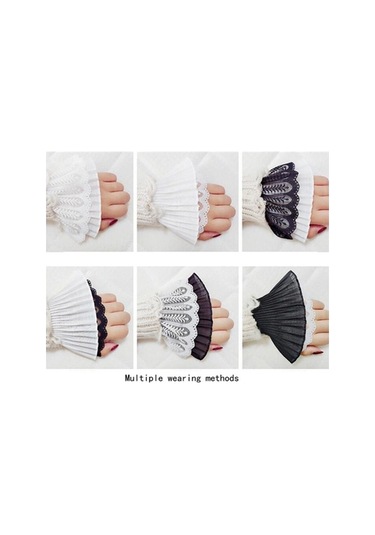 Novahub İlkbahar-sonbahar Sahte Kollu Dantel Kanca Çiçek Manşet Beyaz Pileli Kadın Aksesuarları